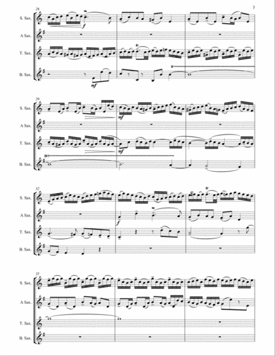 Little Fugue in G minor arranged for Saxophone Quartet Saxophone Quartet scores gallery preview page 4