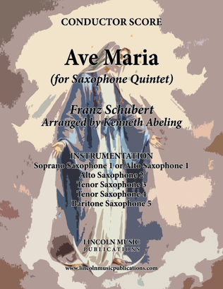 Book cover for Ave Maria (for Saxophone Quintet SATTB or AATTB)