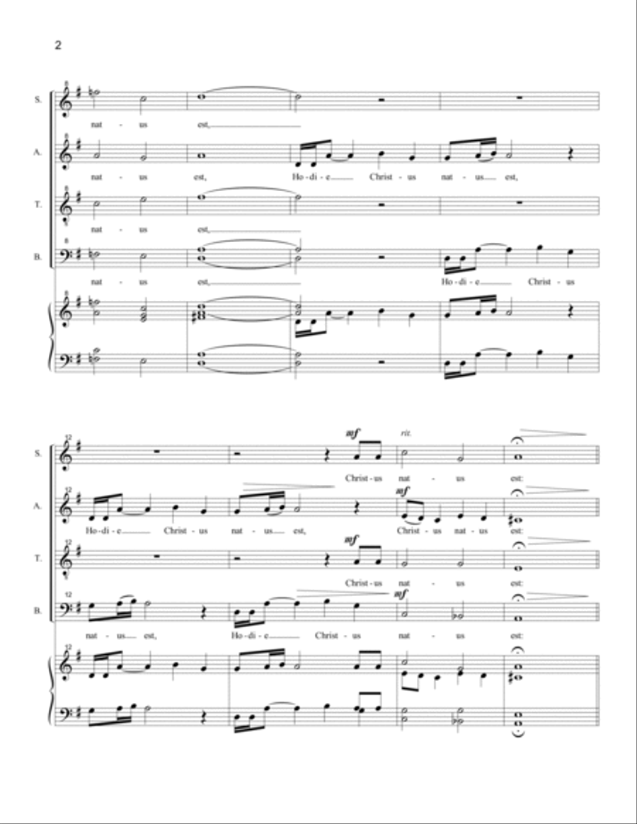 Hodie Christus Natus Est (SATB divisi) Divisi scores gallery preview page 2
