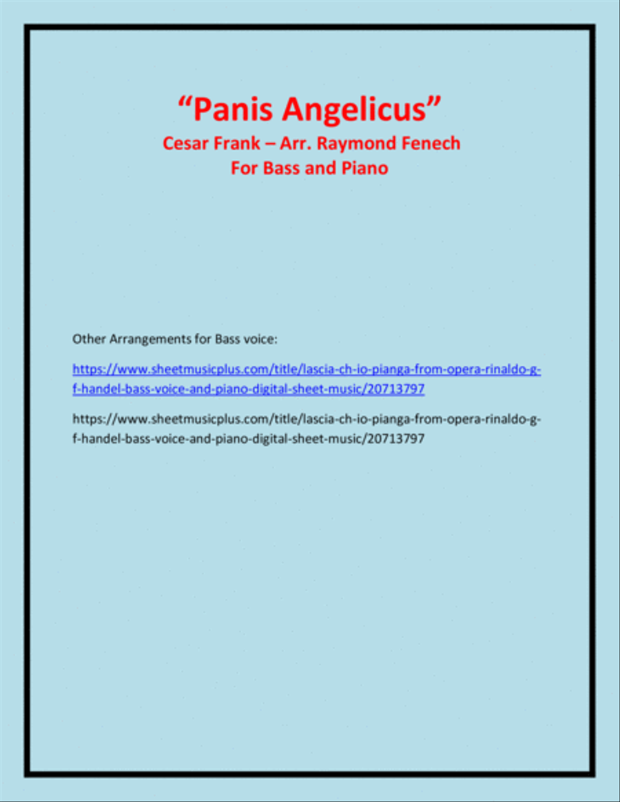 Panis Angelicus - Bass (voice) and Piano Panis Angelicus - Bass (voice) and Piano Bass Voice scores gallery preview page 3
