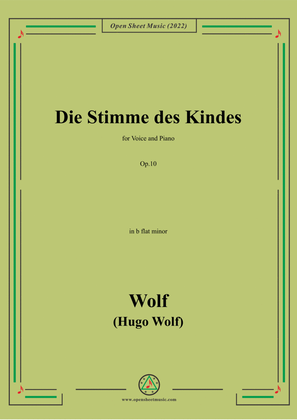 Book cover for Wolf-Die Stimme des Kindes,in b flat minor,Op.10(IHW 39)