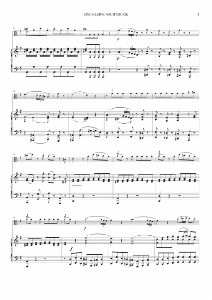 Eine Kleine Nachtmusik (1st Mov.) for Viola and Piano Piano scores gallery preview page 3