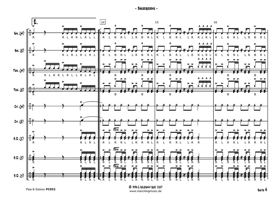 BAKER GROOVE (Drumline Cadence) Marching Band scores gallery preview page 5