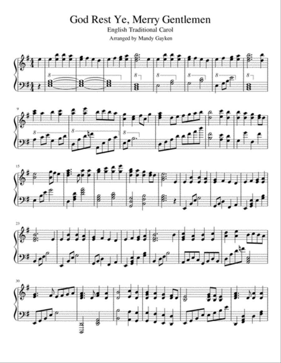 God Rest Ye, Merry Gentlemen Piano Solo scores gallery preview page 1