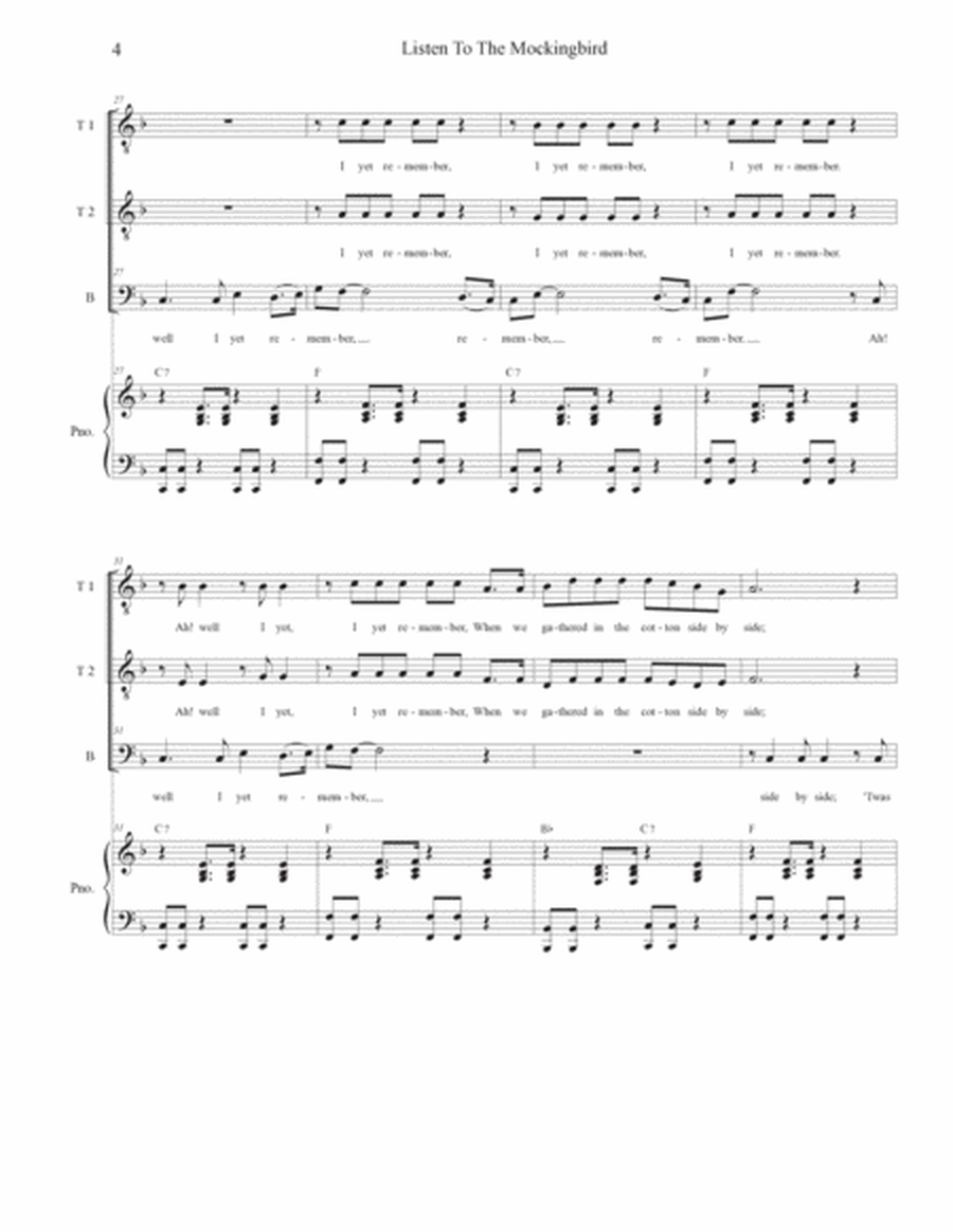 Listen To The Mockingbird (Vocal Trio - (TTB) image number null