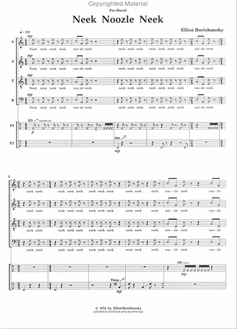 neek noozle neek (octavo) 4-Part scores gallery preview page 2
