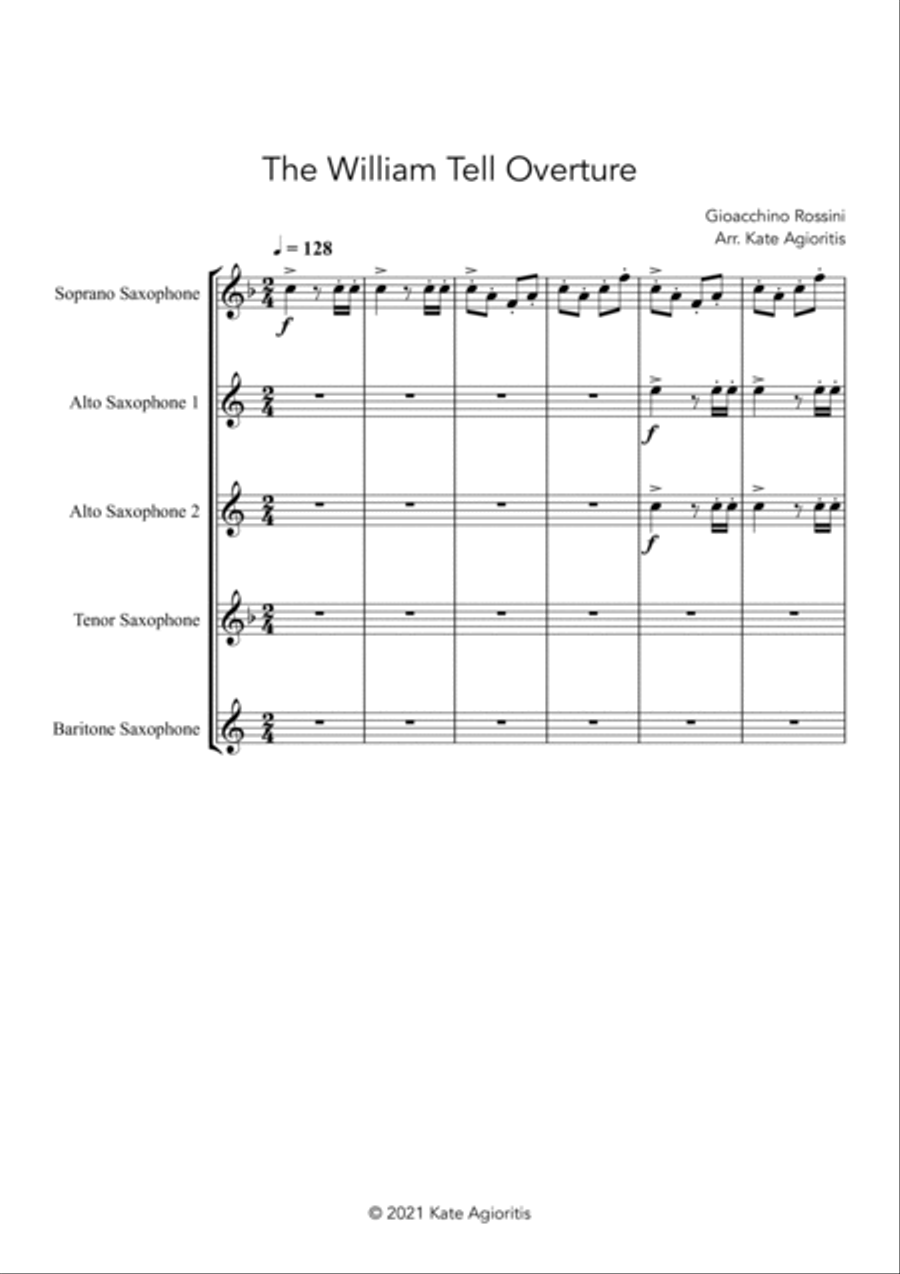 The William Tell Overture - Rossini - for Saxophone Quintet Saxophone Quintet scores gallery preview page 3