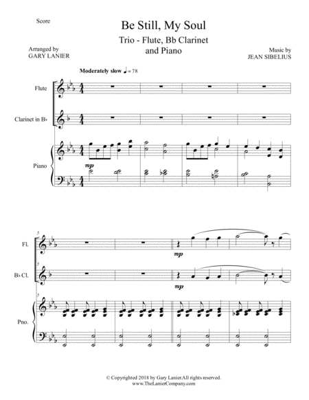 BE STILL, MY SOUL (Trio – Flute, Bb Clarinet & Piano with Score/PartS) image number null