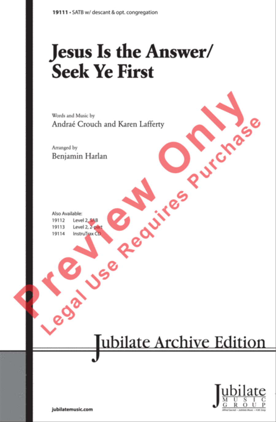 Jesus Is the Answer / Seek Ye First 4-Part scores gallery preview page 2