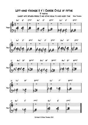 Left-hand Voicings II V I Chords Cycle of fifths - B position - 7th in bass