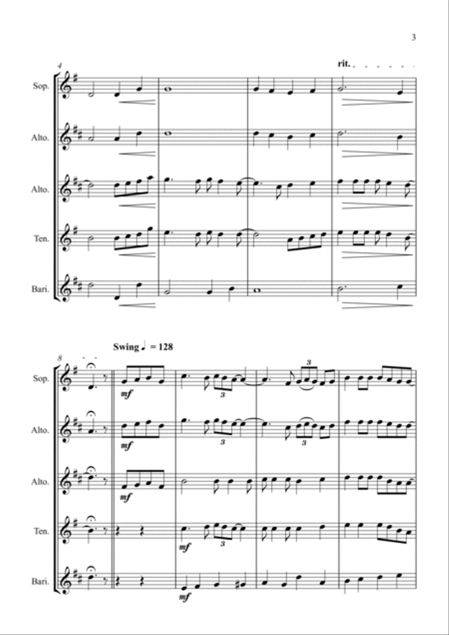 Bad Romance Saxophone Quartet scores gallery preview page 3
