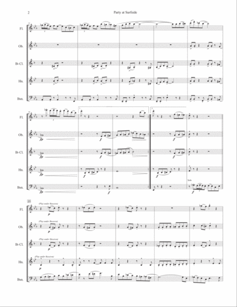 Party at Surfside - for Woodwind Quintet Woodwind Quintet scores gallery preview page 3