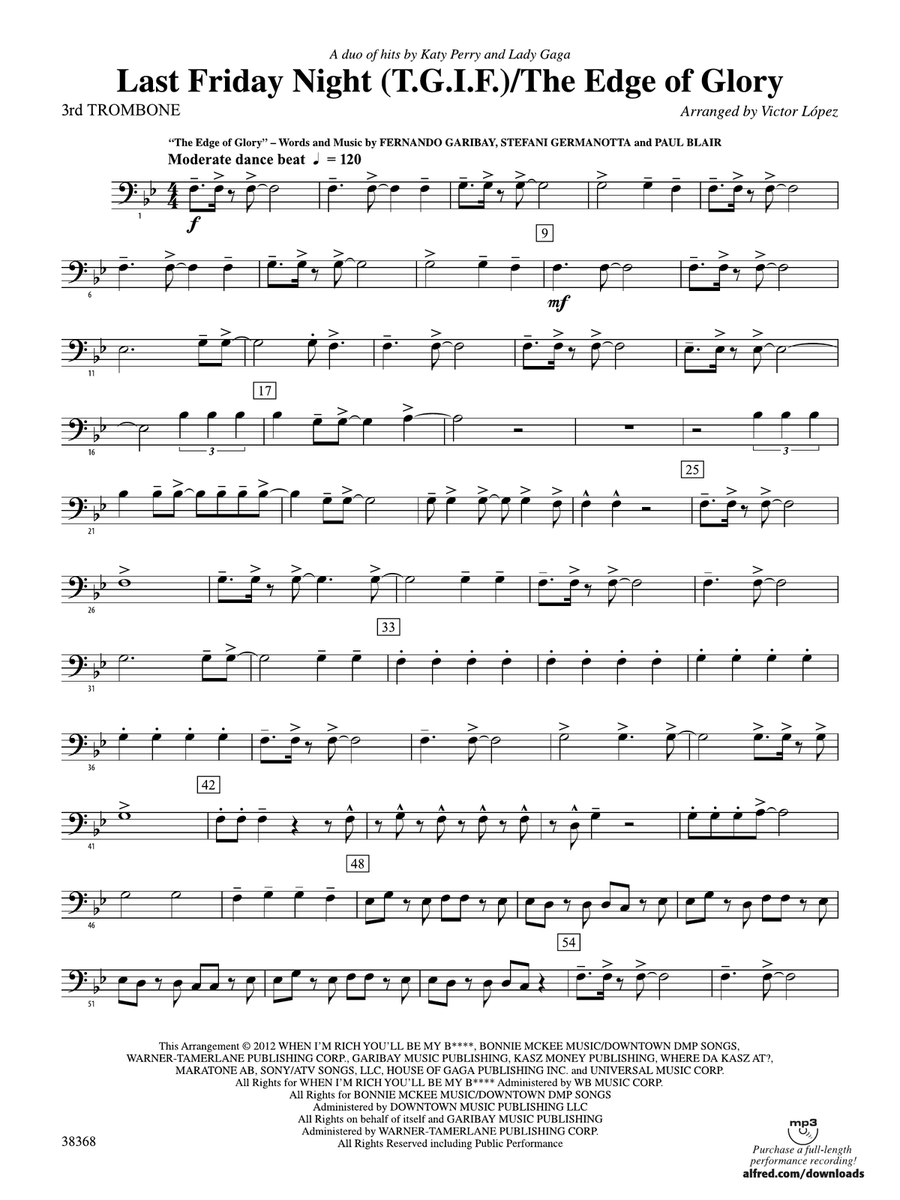 Last Friday Night (T.G.I.F) / The Edge of Glory: 3rd Trombone