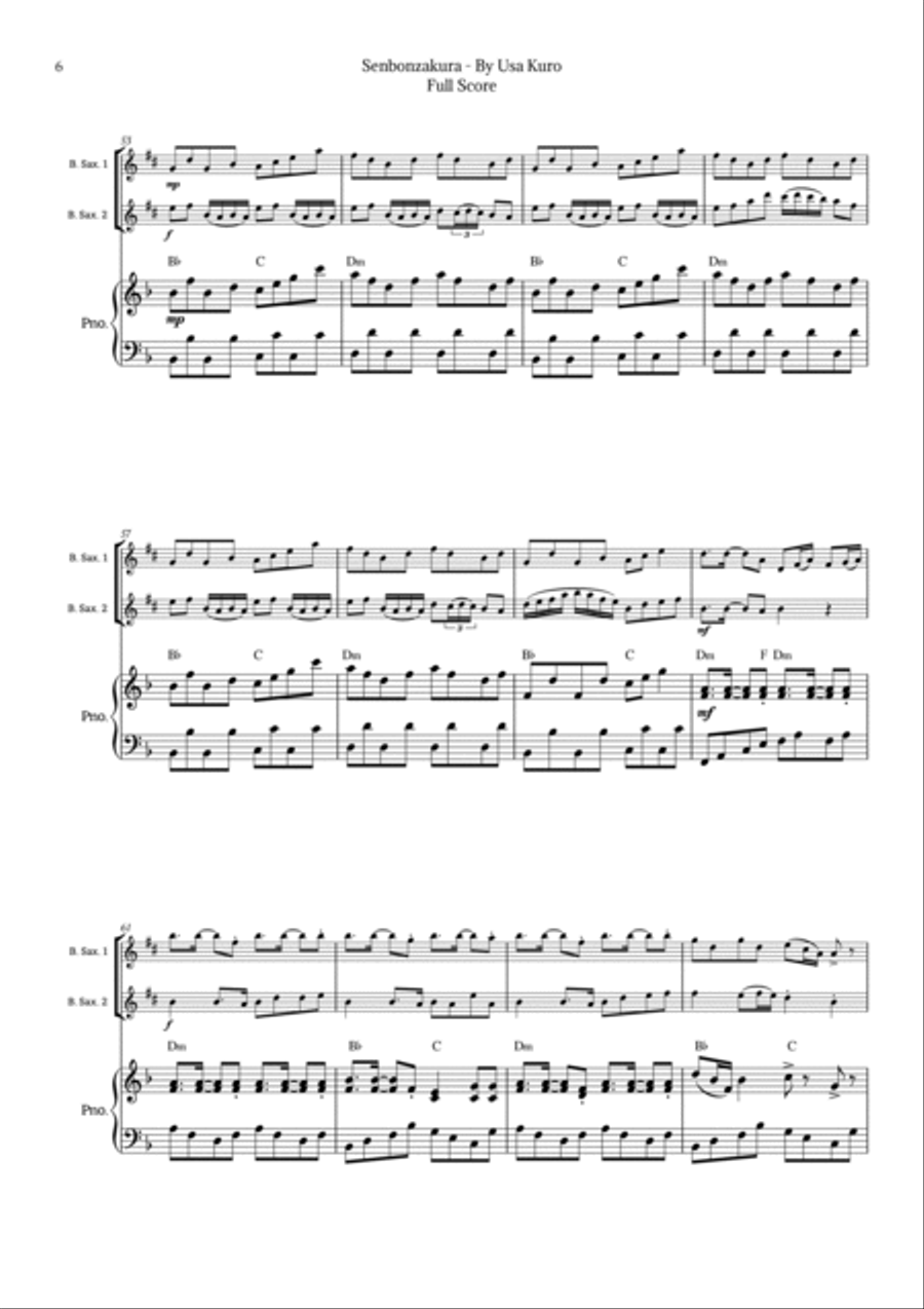 Senbonzakura Woodwind Duet scores gallery preview page 6