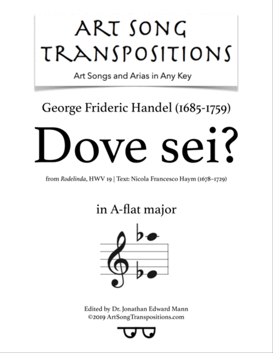 HANDEL: Dove sei? (transposed to A-flat major) Voice scores gallery preview page 1