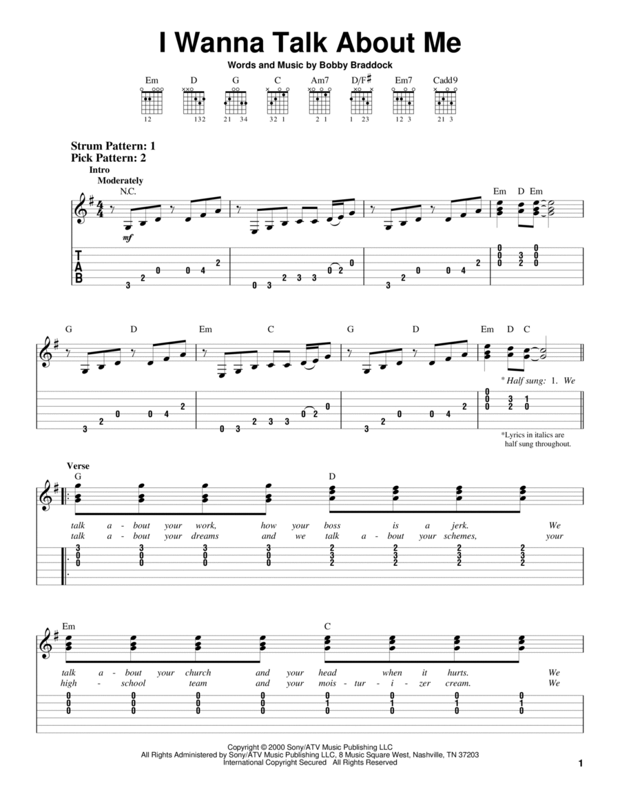 I Wanna Talk About Me I Wanna Talk About Me Acoustic Guitar scores gallery preview page 1