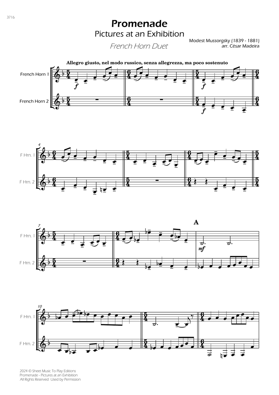 Pictures at an Exhibition - Promenade - French Horn Duet Brass Duet scores gallery preview page 3