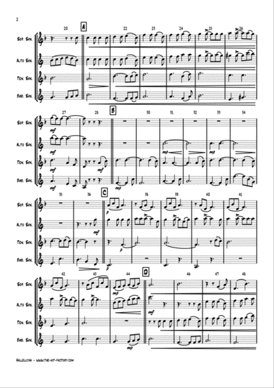 Hallelujah Woodwind Quartet scores gallery preview page 2