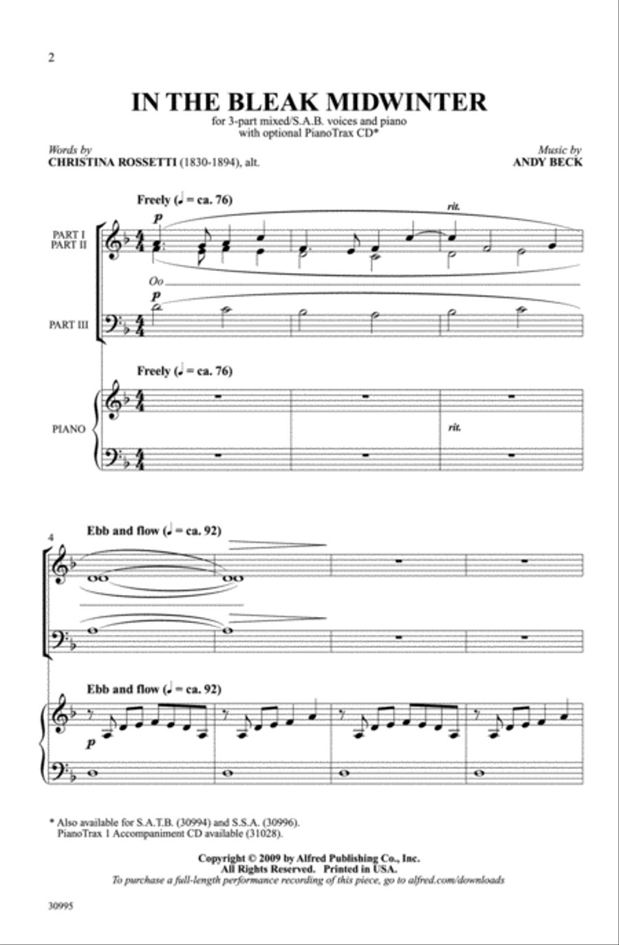 In the Bleak Midwinter 3-Part scores gallery preview page 2