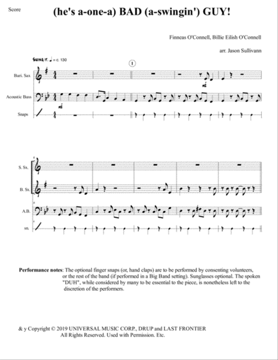 Bad Guy Small Ensemble scores gallery preview page 1