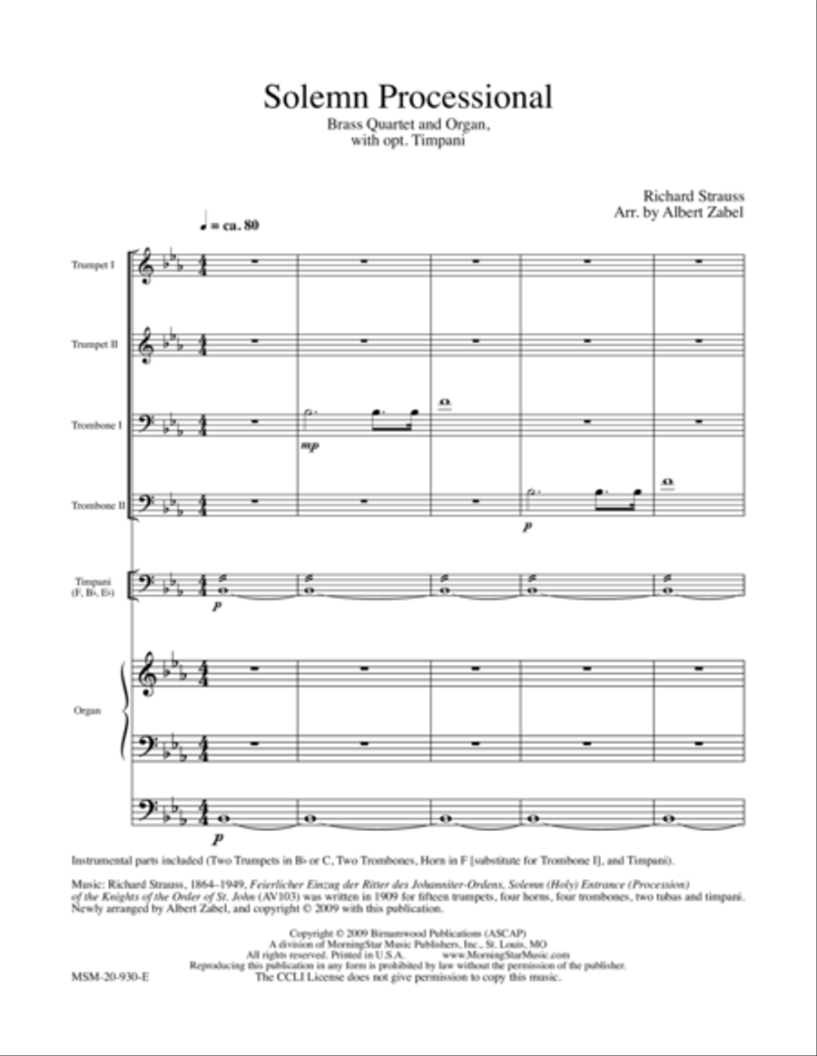 Solemn Processional (from Solemn Entrance of the Knights of the Order of St. John) Organ scores gallery preview page 1