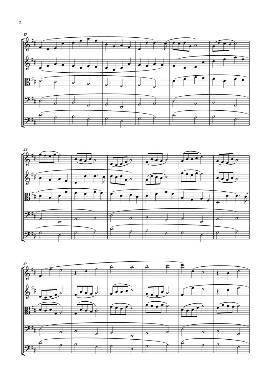 Canon in D - Johann Pachelbel for String Quintet String Orchestra scores gallery preview page 2