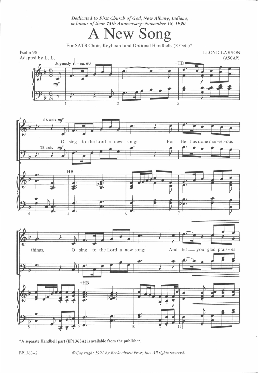A New Song A New Song 4-Part scores gallery preview page 2