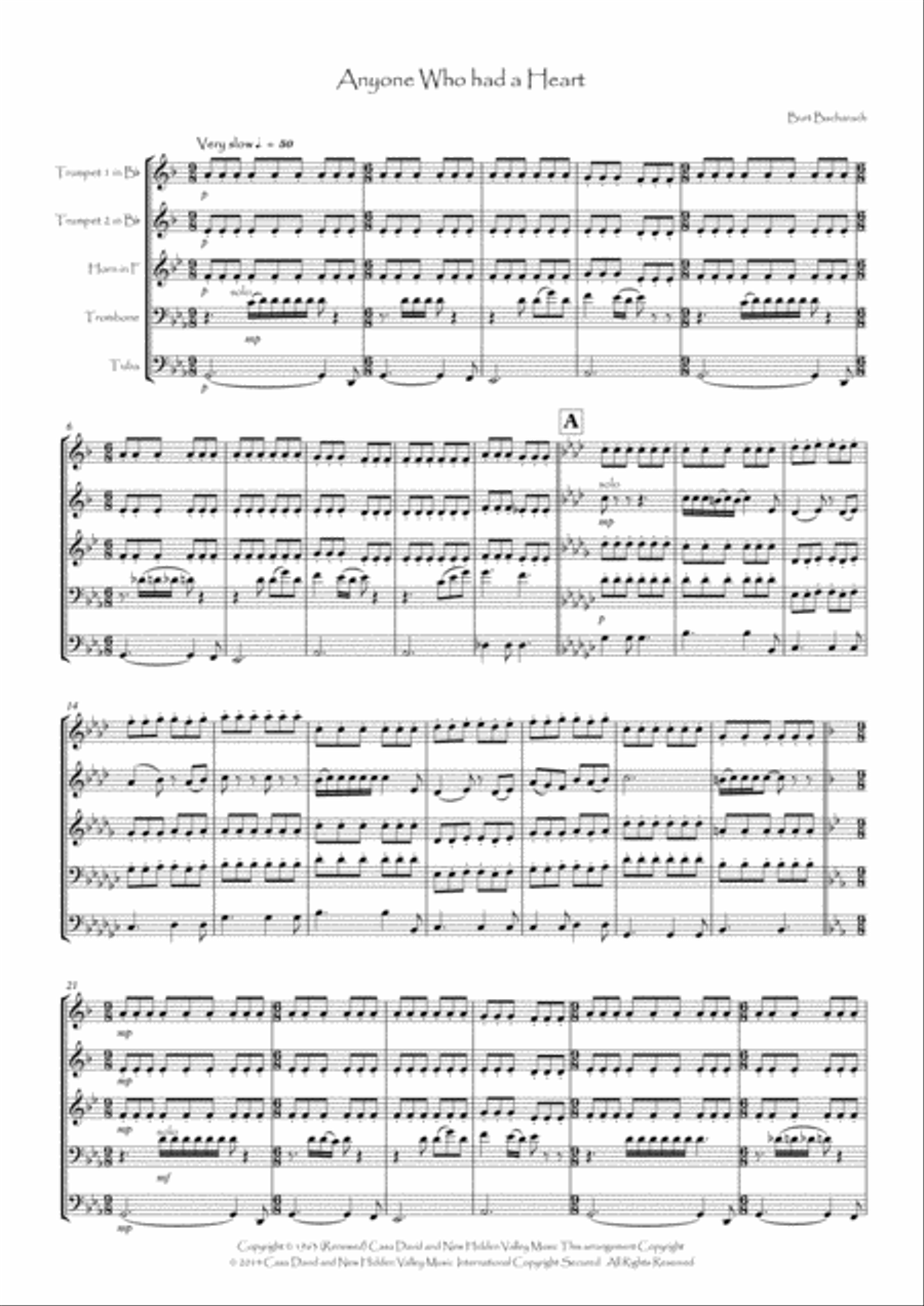 Anyone Who Had A Heart Brass Ensemble scores gallery preview page 2