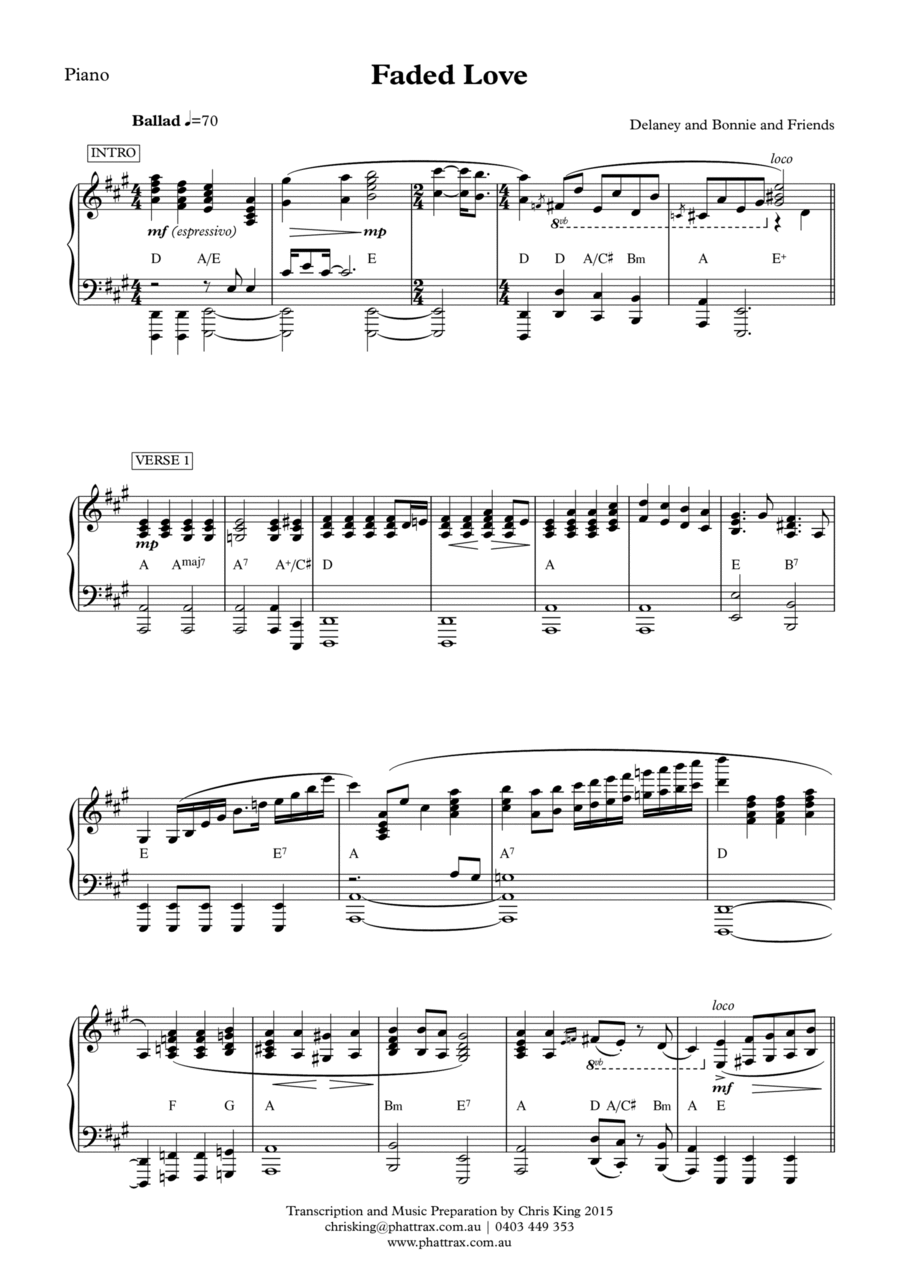 Faded Love Piano Solo scores gallery preview page 1