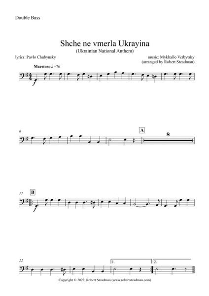 Shche ne vmerla Ukrayina (Ukrainian National Anthem) - STRING ORCHESTRA - Score & Parts inc.