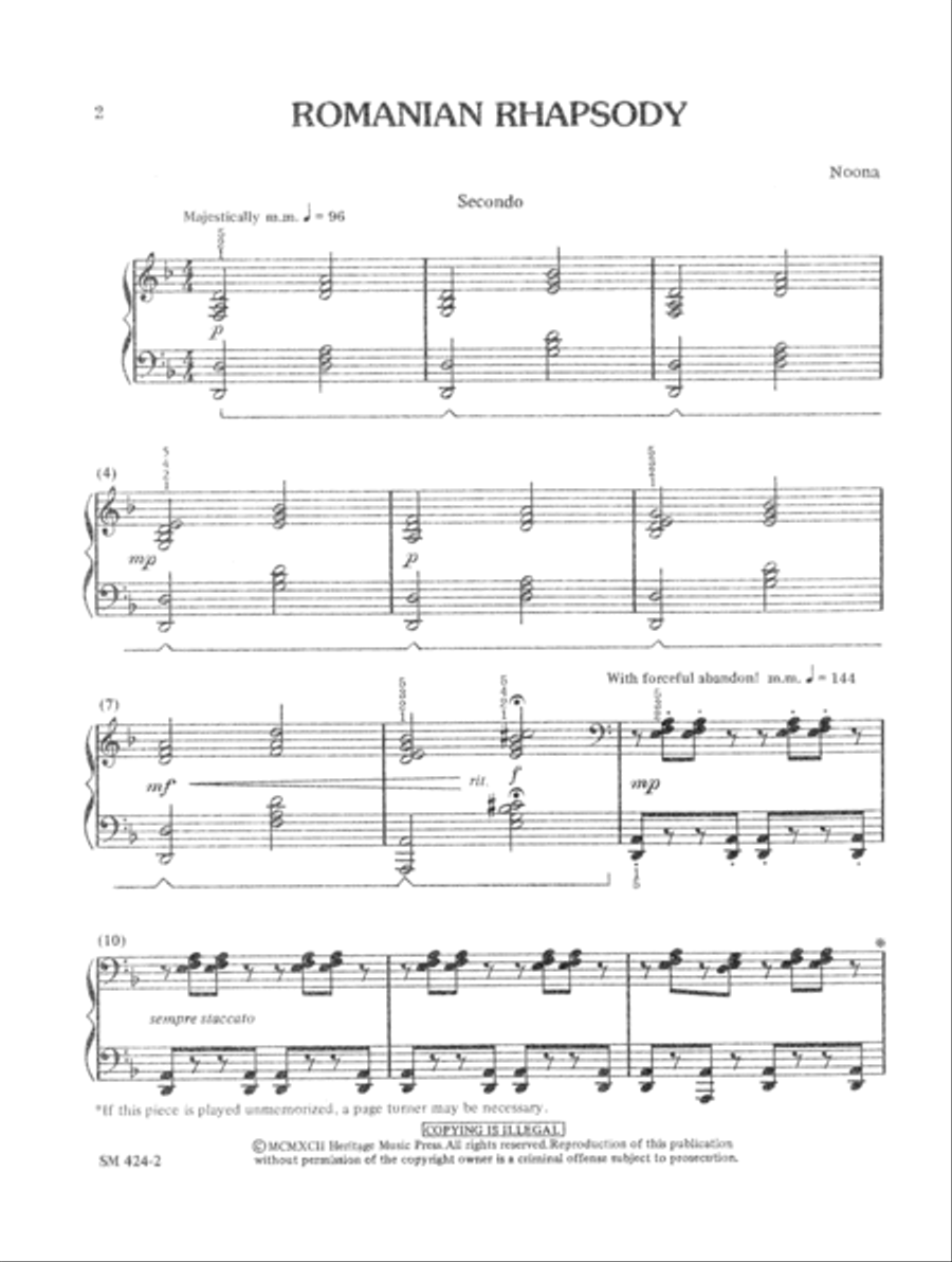 Romanian Rhapsody Piano Duet scores gallery preview page 2
