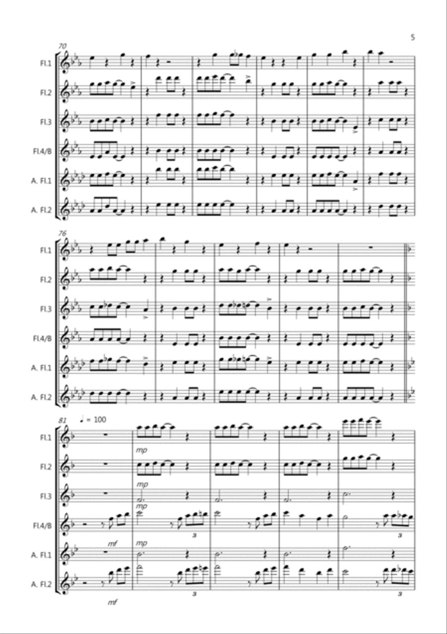 The Saints Go Jazzin' In! for Flute Quartet Flute Quartet scores gallery preview page 5