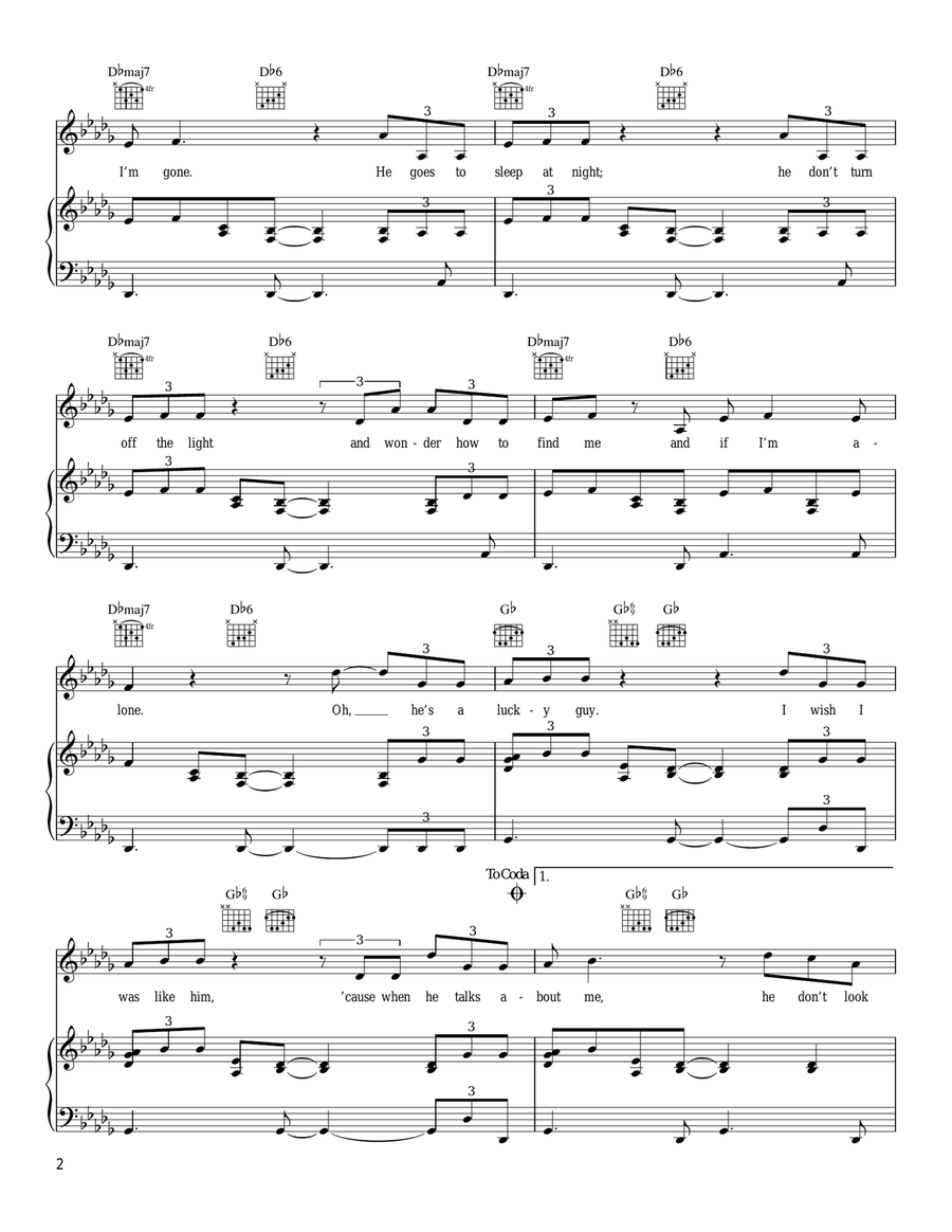 Lucky Guy Piano, Vocal, Guitar scores gallery preview page 2