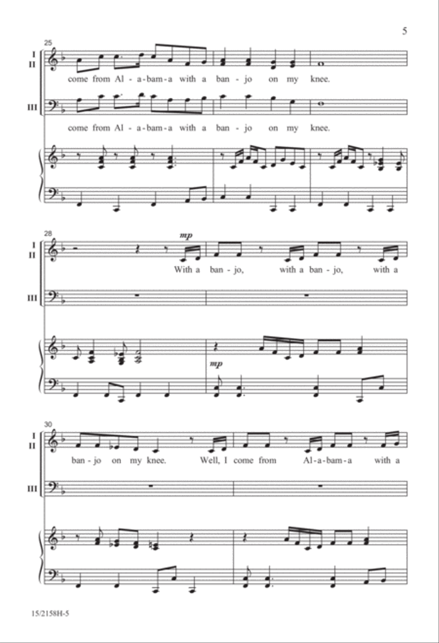 Banjo on My Knee (Oh, Susanna) 3-Part scores gallery preview page 5