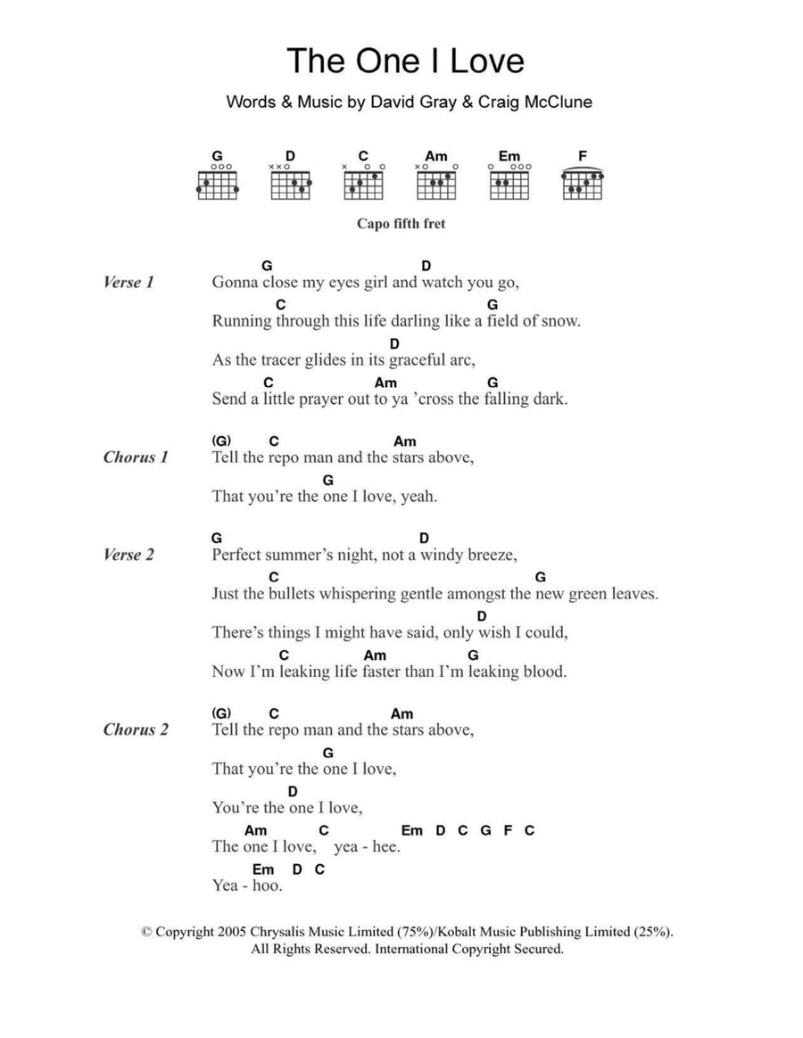 The One I Love The One I Love Acoustic Guitar scores gallery preview page 1