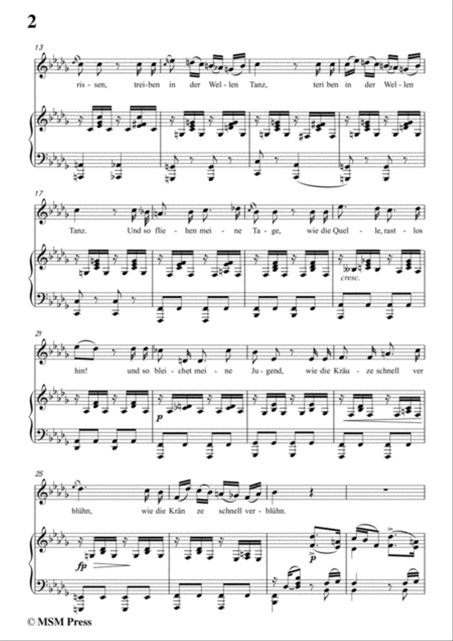 Schubert-Der Jüngling am Bache,Op.87 No.3,in b flat minor,for voice and piano Voice Solo scores gallery preview page 4