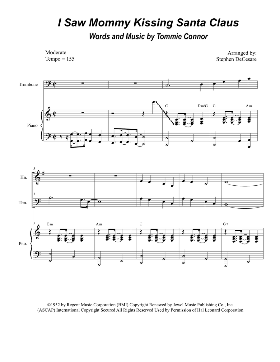 I Saw Mommy Kissing Santa Claus Brass Quartet scores gallery preview page 1