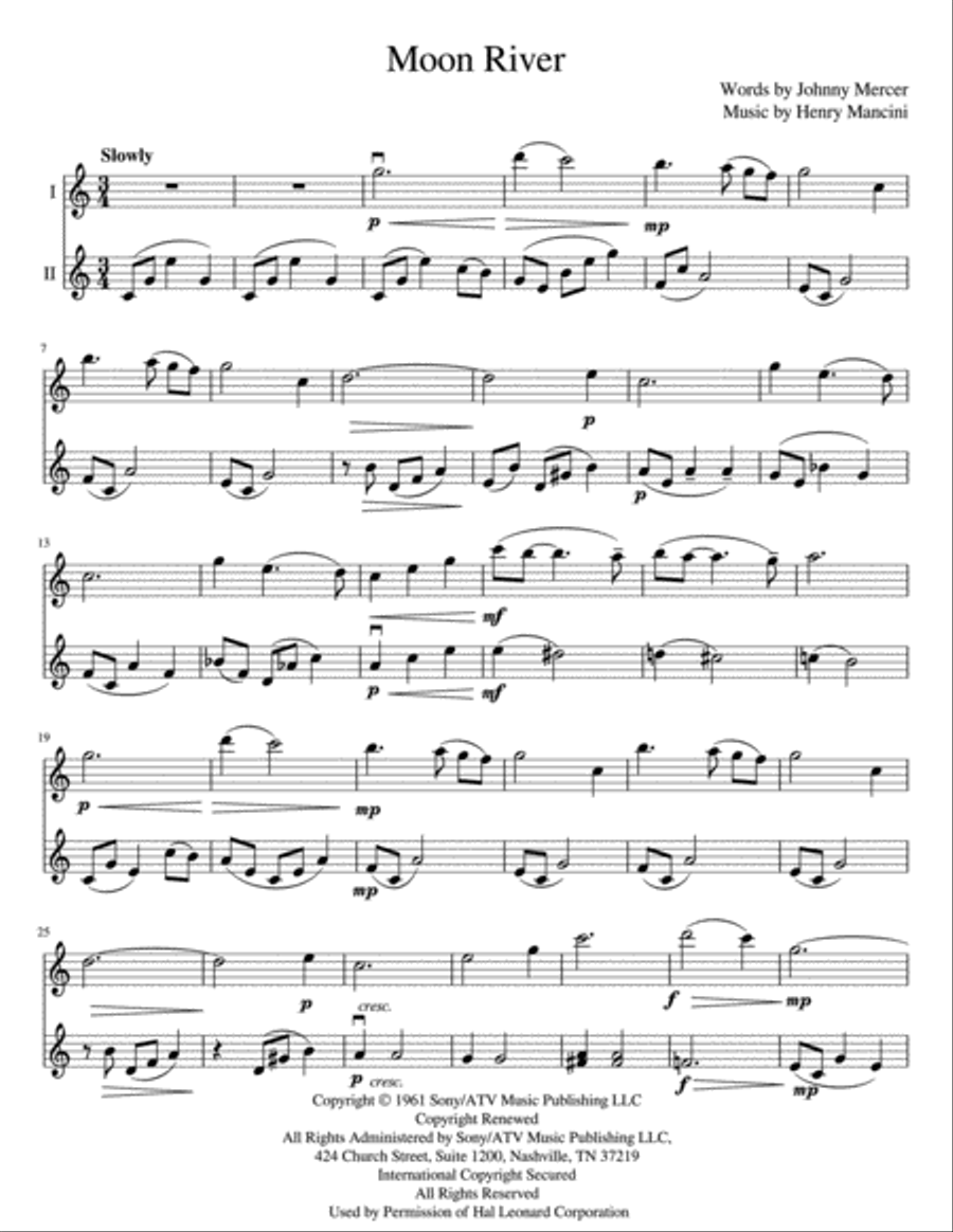 Moon River String Duet scores gallery preview page 2
