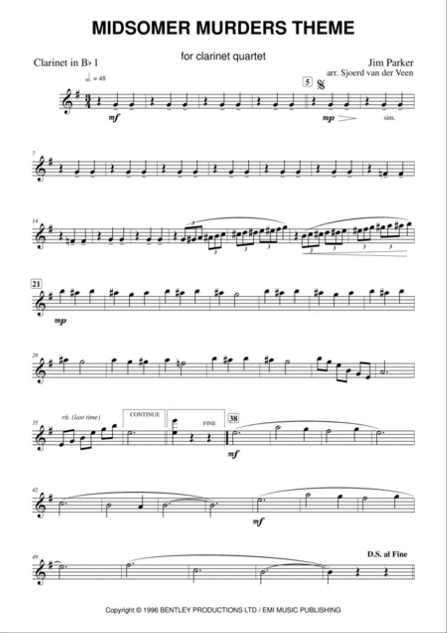 Midsomer Murders (main Title/cues) Woodwind Ensemble scores gallery preview page 4