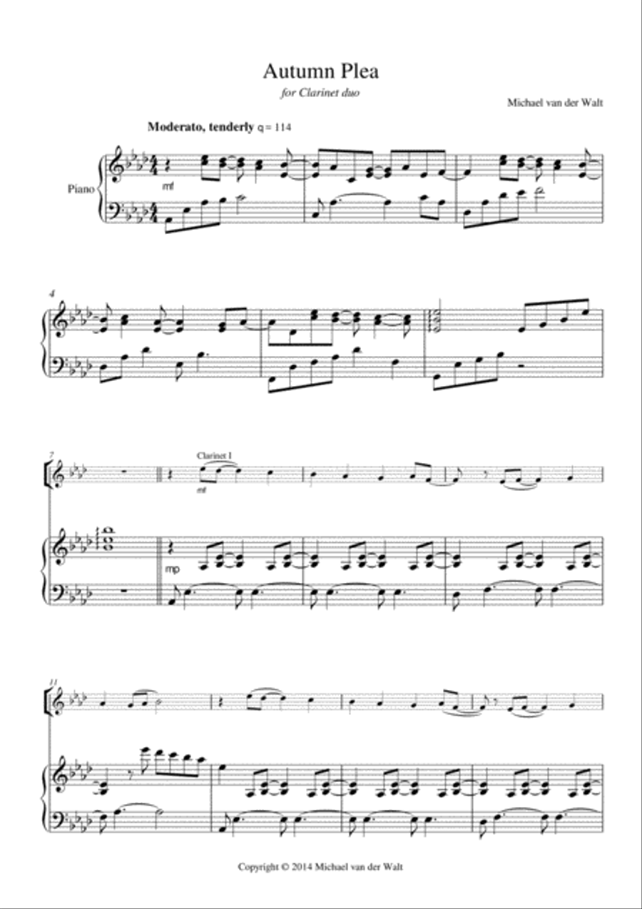 Autumn Plea Autumn Plea Woodwind Ensemble scores gallery preview page 1