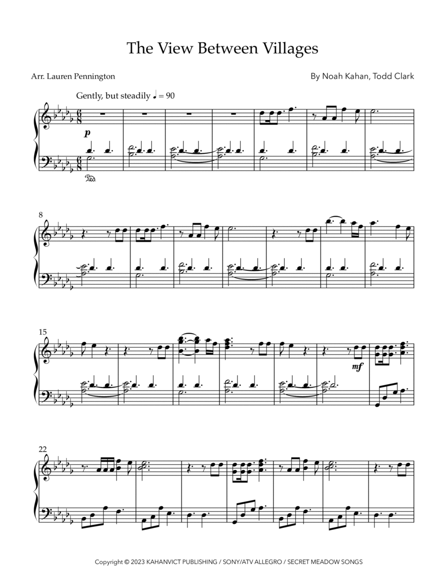 The View Between Villages Piano Solo scores gallery preview page 1