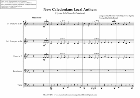 New Caledonians Local Anthem for Brass Quintet image number null