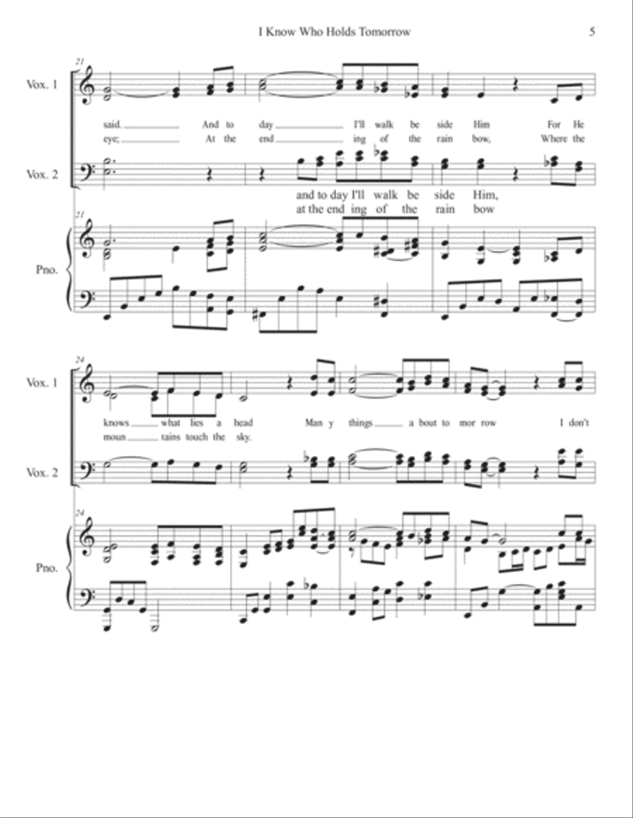 I Know Who Holds Tomorrow Choir scores gallery preview page 5