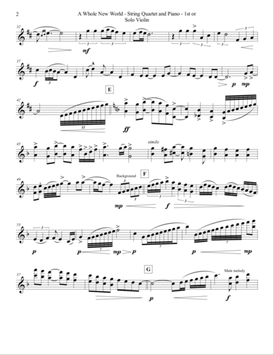 A Whole New World Violin Solo scores gallery preview page 2