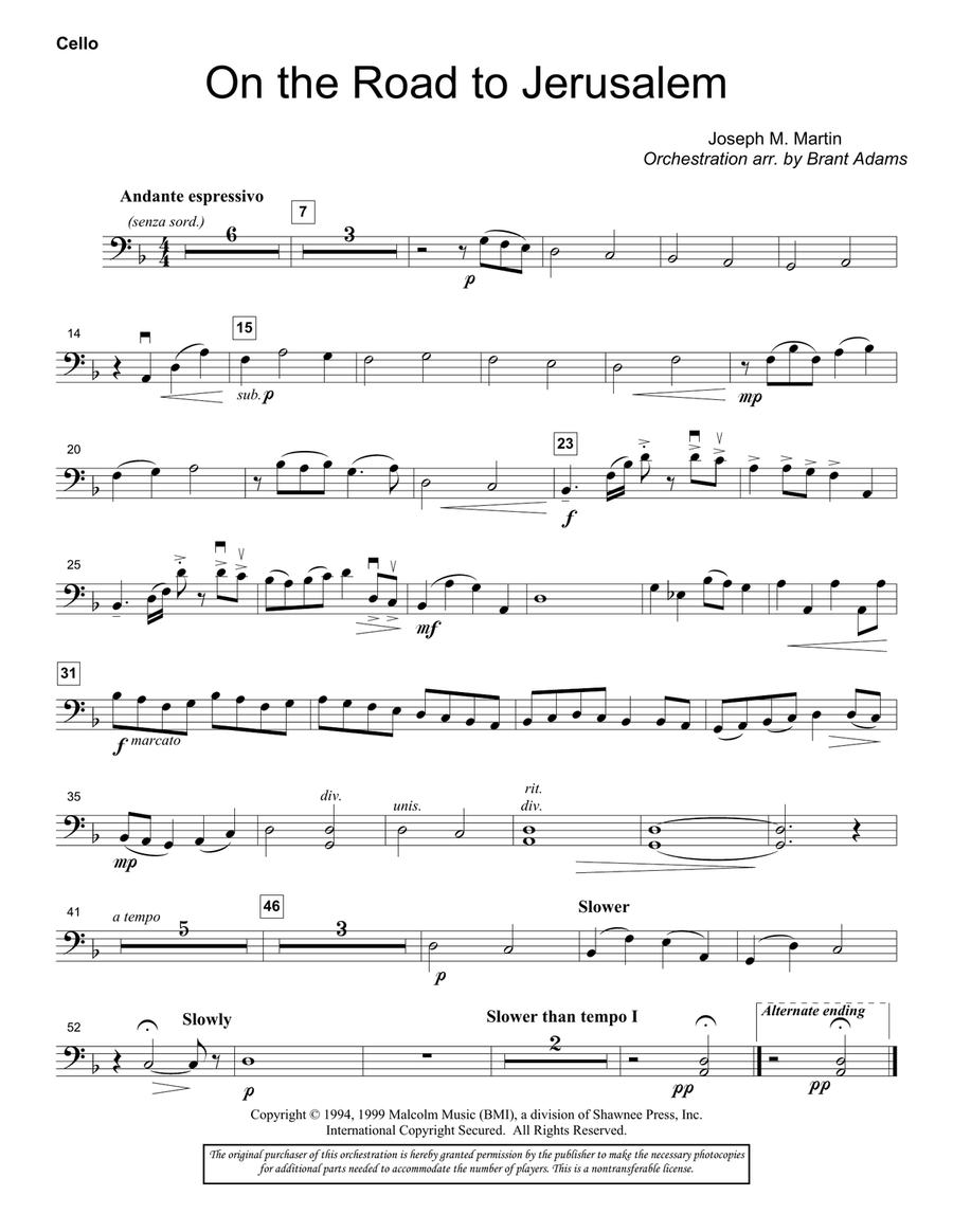 On The Road To Jerusalem - Cello
