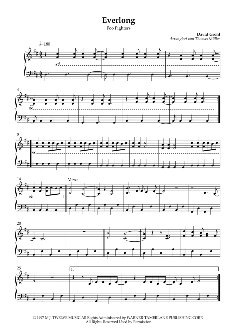 Everlong Easy Piano scores gallery preview page 1