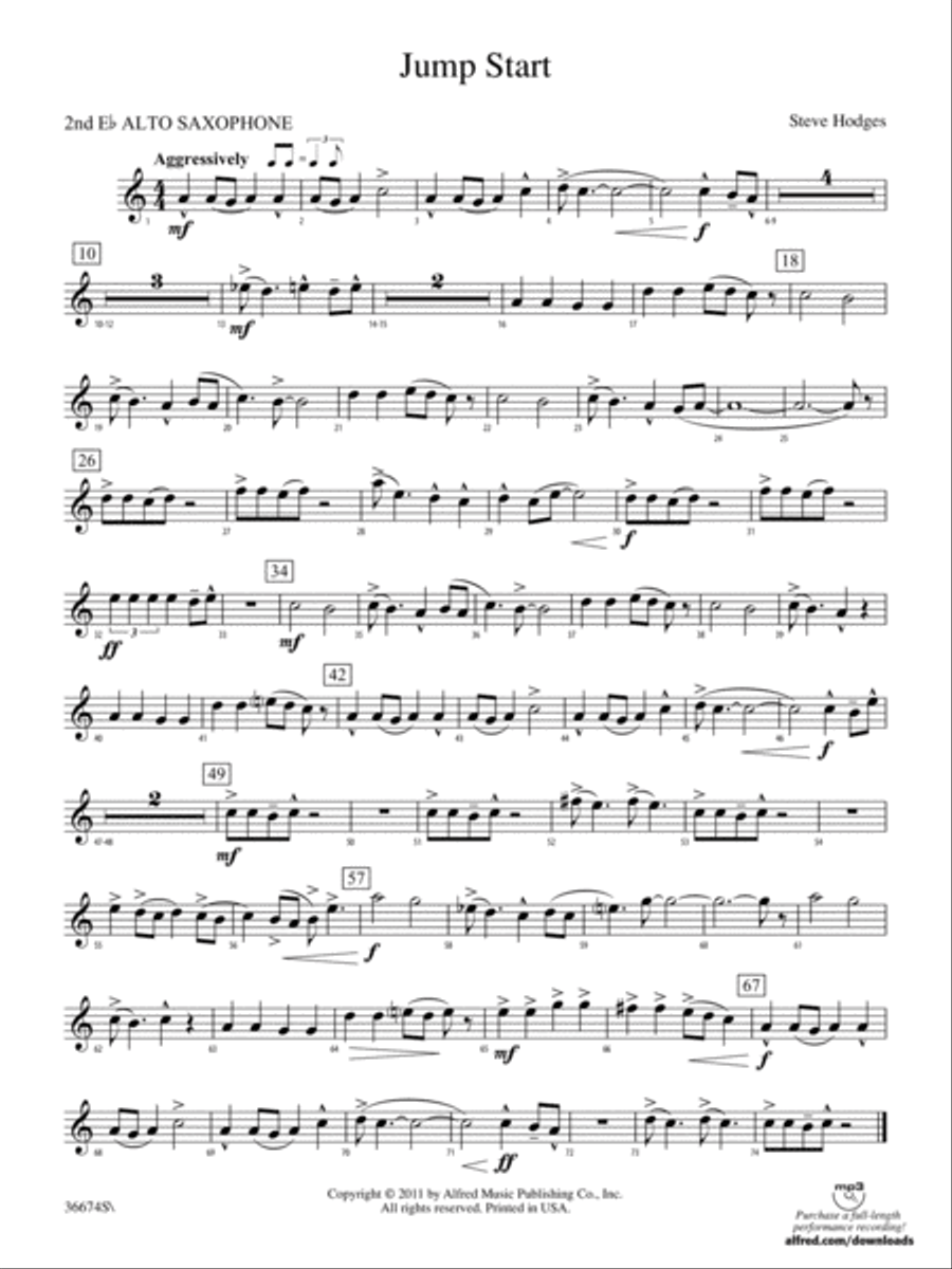 Jump Start: 2nd E-flat Alto Saxophone Concert Band scores gallery preview page 1