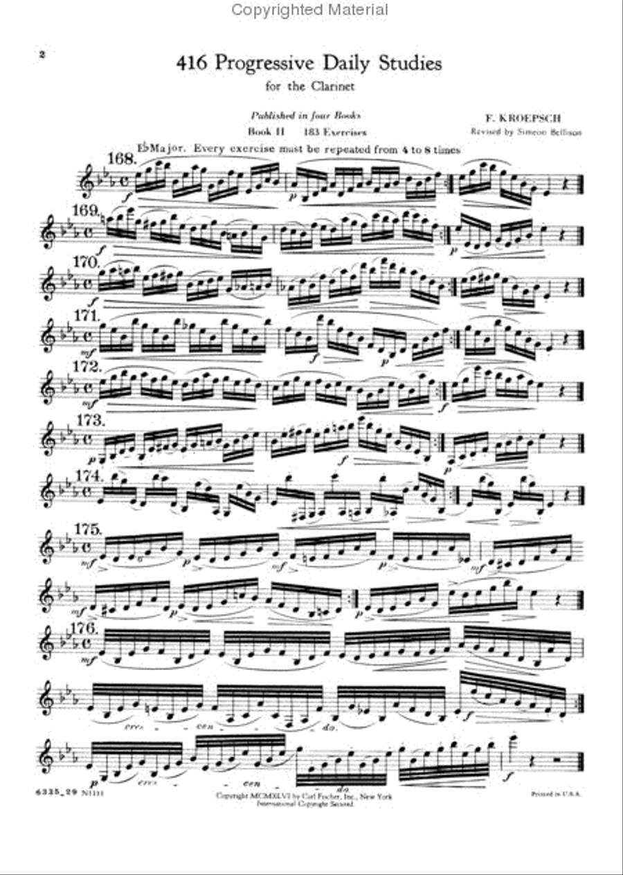 416 Progressive Daily Studies by Fritz Kroepsch Clarinet Solo