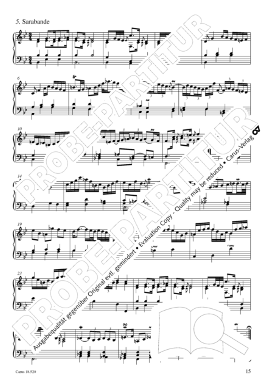 Partita in B flat Major Harpsichord scores gallery preview page 16
