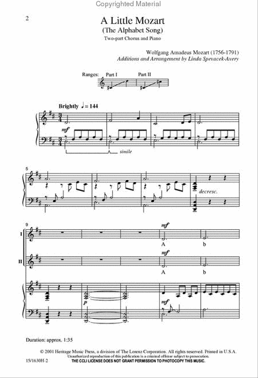 A Little Mozart 2-Part scores gallery preview page 2